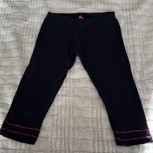 Lucy Black capri Leggings with Pink Trim